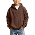 thumbnail image 2 of WAVSUF Boys Hoodie Long Sleeve Half Zip Loose Fit Winter Casual Sweatshirts Brown 3, 2 of 10