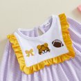 thumbnail image 6 of Cjfdfy Newborn Baby Girl Game Day Fall Outfit Animal Football Season Stripe Long Sleeve Ruffled Bow Collar Romper Infant Cute My First Football Season Fall Winter Clothes 0-18M, 6 of 9