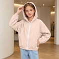 thumbnail image 5 of Abtuhar Toddler Girls Fall Winter Hooded Casual Outerwear and Jackets Solid Drop‑shoulder Wind‑proof Sun‑protection Zip‑up Coat for 3‑16 Years, 5 of 5