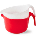 thumbnail image 3 of Lightweight plastic pourable mixing bowls for kitchen - set of 2 - Red and White, 3 of 5