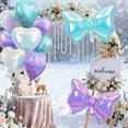 thumbnail image 2 of Iridescent Blue Purple Heart Balloons, Iridescent Blue Bow Balloons, 10Pcs 18 Inch Heart Shaped Balloon and 38 Inch Helium Bow Foil Balloon for Birthday Valentines Valentines Day Frozen Party Decor, 2 of 8