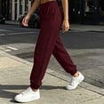 thumbnail image 5 of Inverlee Women's Elastic High Waist Jogger Sweatpants Cuffed Ankle Dual Side Pockets Loose Athletic Loungewear Pants Wine (S-XXL), 5 of 8