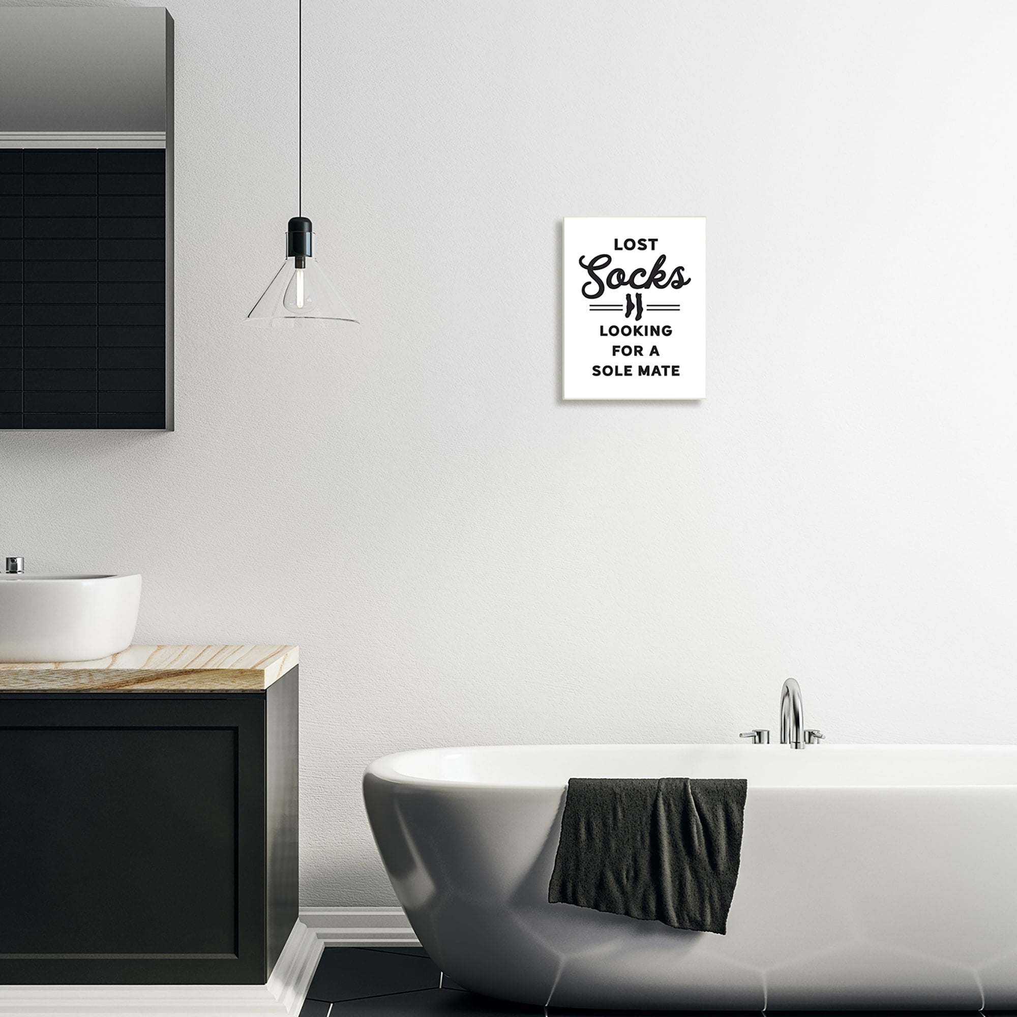 Stupell Industries Lost Sock Soul Mate Laundry Room Saying Graphic Art Unframed Art Print Wall Art, Design by Lettered and Lined