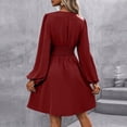 thumbnail image 5 of Women's Elegant Dress V Neck Long Sleeve High Waist Swing Prom Cocktail Short Dresses, 5 of 9