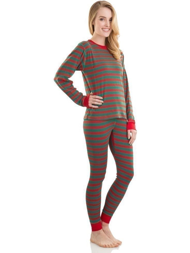 Elowel Pajamas - Elowel Unisex Red Green Long Sleeve Striped Christmas ...