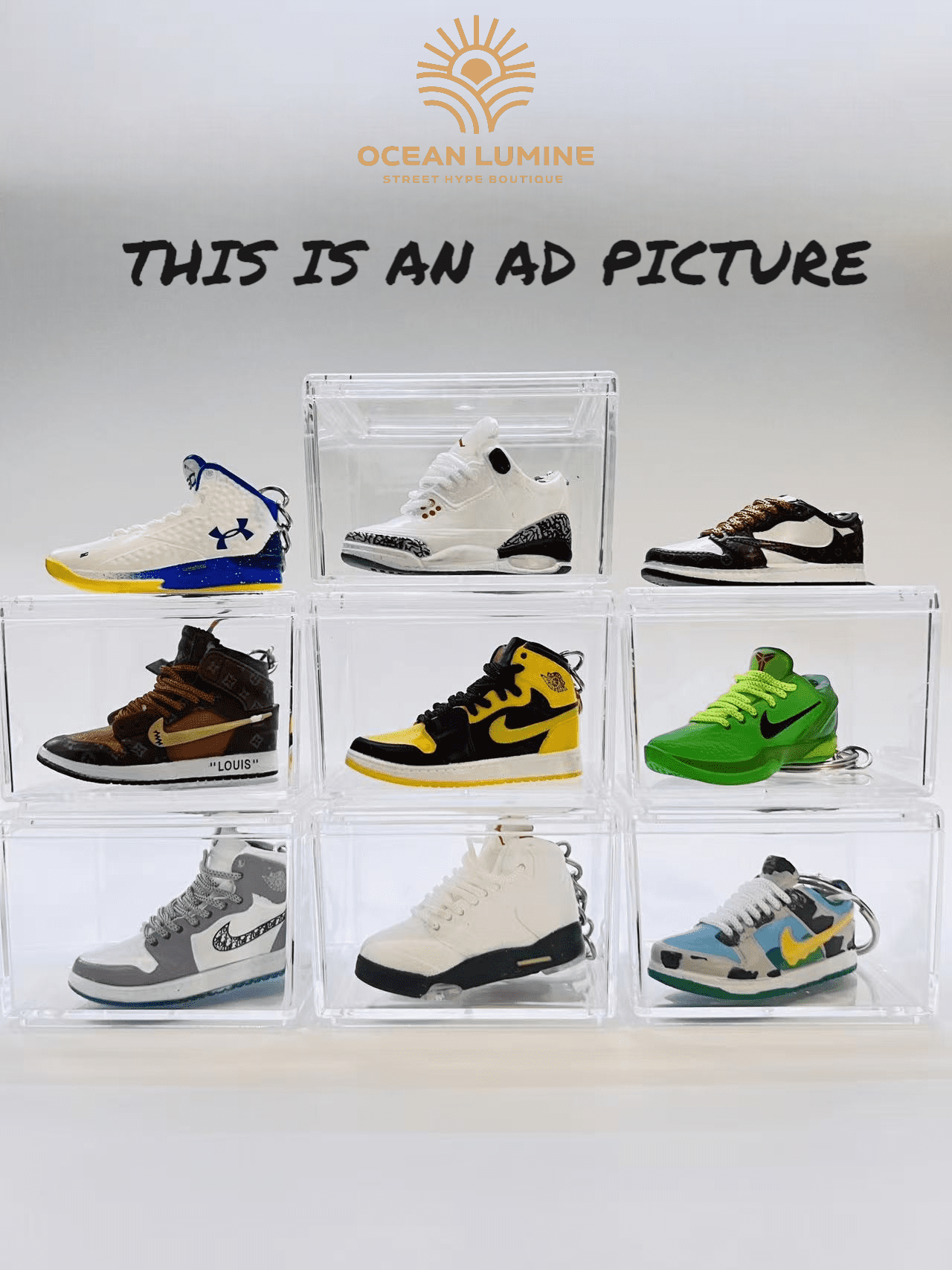 OLB- Jordan 1 X TS Mocha Keyring 3D Sneaker Shoe Key Chain-A Pair Shoe With Box