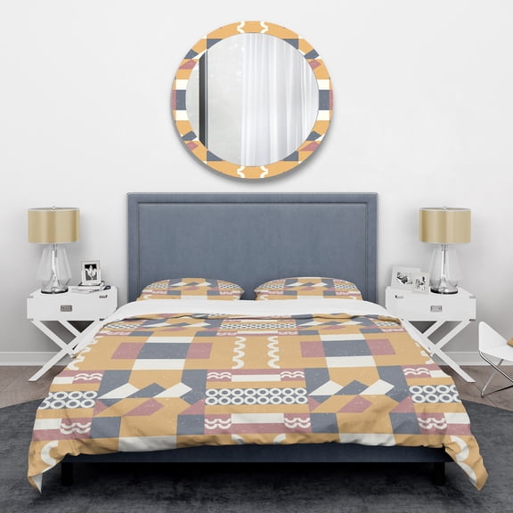 Designart 'Retro Geometric Design VI' Mid-Century Modern Duvet Cover Set