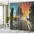 thumbnail image 5 of Ambesonne Vintage Shower Curtain, Old Town Bridge Night, 69"Wx75"L, Grey Orange, 5 of 5
