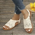 thumbnail image 5 of Hopeusnice Women's Sandals Non-Slip Breathable Flat Heel Peep-Toe Soft PU Materials Summer And Fall Shoes Trendy Round Toe Shoes for Beach Round Toe Outdoor Shoes Beige 43, 5 of 8