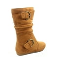 thumbnail image 2 of Klein-70 Girls Kid's Causal Flat Heel Buckles Zipper Slouchy Mid Calf Boots Shoes ( Tan, 4 ), 2 of 2