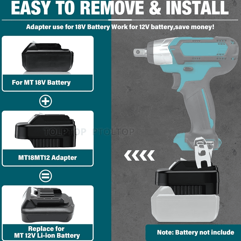 Adapter for  De.walt 20V & for Mil*wau.kee 18V Battery Convert to for Ma.kita 12V Max CXT Lithium Ion BL1021B BL1016 Batteries, Work for Ma.kita 12V Cordless Power Tool(No Battery)