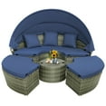 thumbnail image 4 of Costway Lit de Jour en Rotin pour Patio, Sectionnel d'Extérieur avec Table d'Appoint et Auvent Rétractable, 4 of 10
