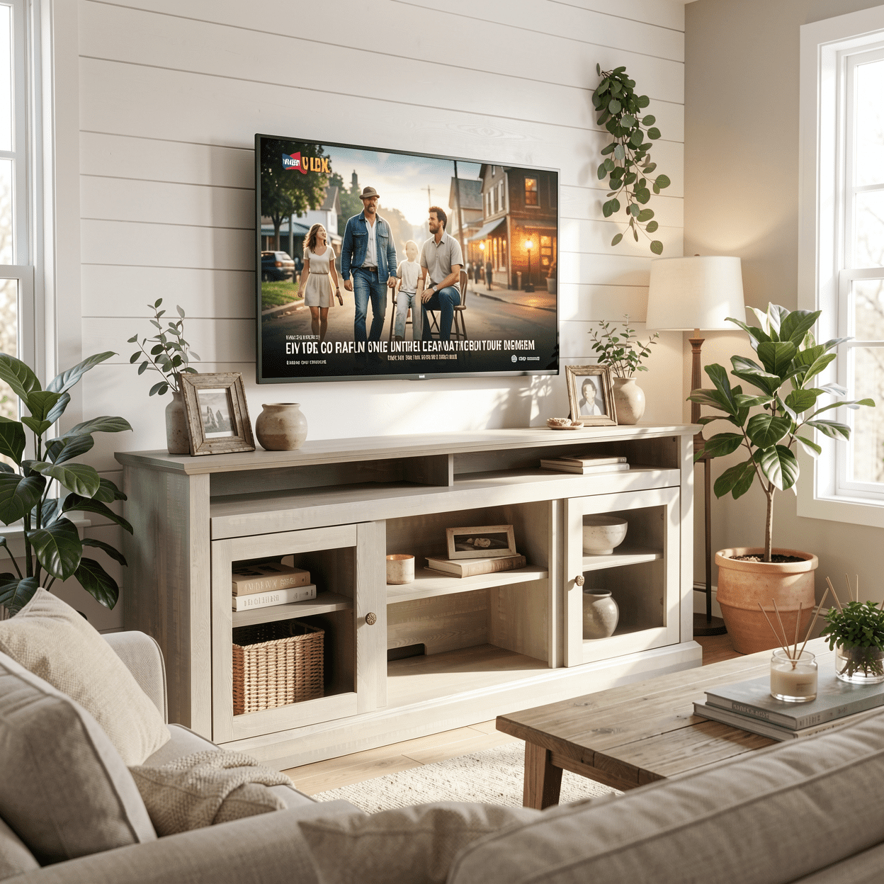 Homy Casa TV Stand for 65 Inch TV with Storage Cabinets and Cable Management for Living Room, Stone Gray
