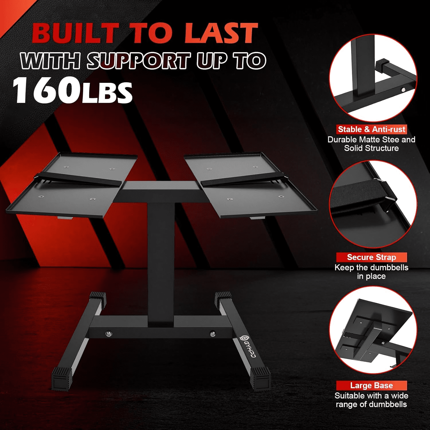 2026 NEW Adjustable Dumbbell Stand, 200 lb Capacity, Dumbbell Rack with Adjustable Belt, Heavy Duty Column Dumbbell Stand, Easy Storage & Safety for Home Gym, Dumbbell Rack Stand Only
