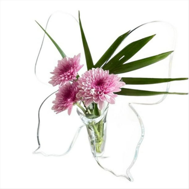 Jarrón de flores con forma de mariposa: jarrones de acrílico transparente para flores, jarrón moderno con una sola rosa para decoración del hogar, jarrones decorativos.