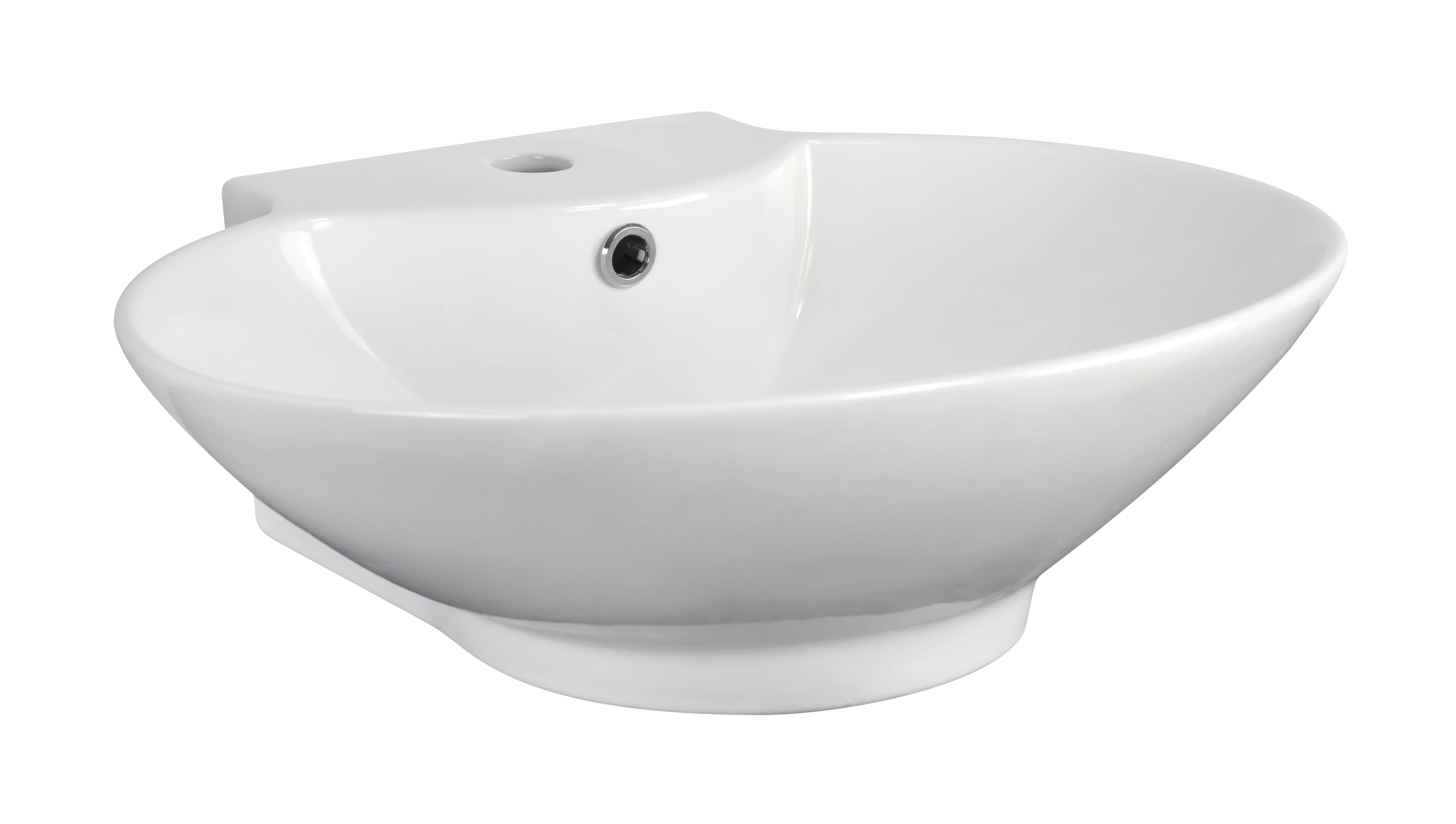 American Imaginations 16.25-in. W Above Counter White Bathroom Vessel Sink For 3H4-in. Left Drilling AI-590