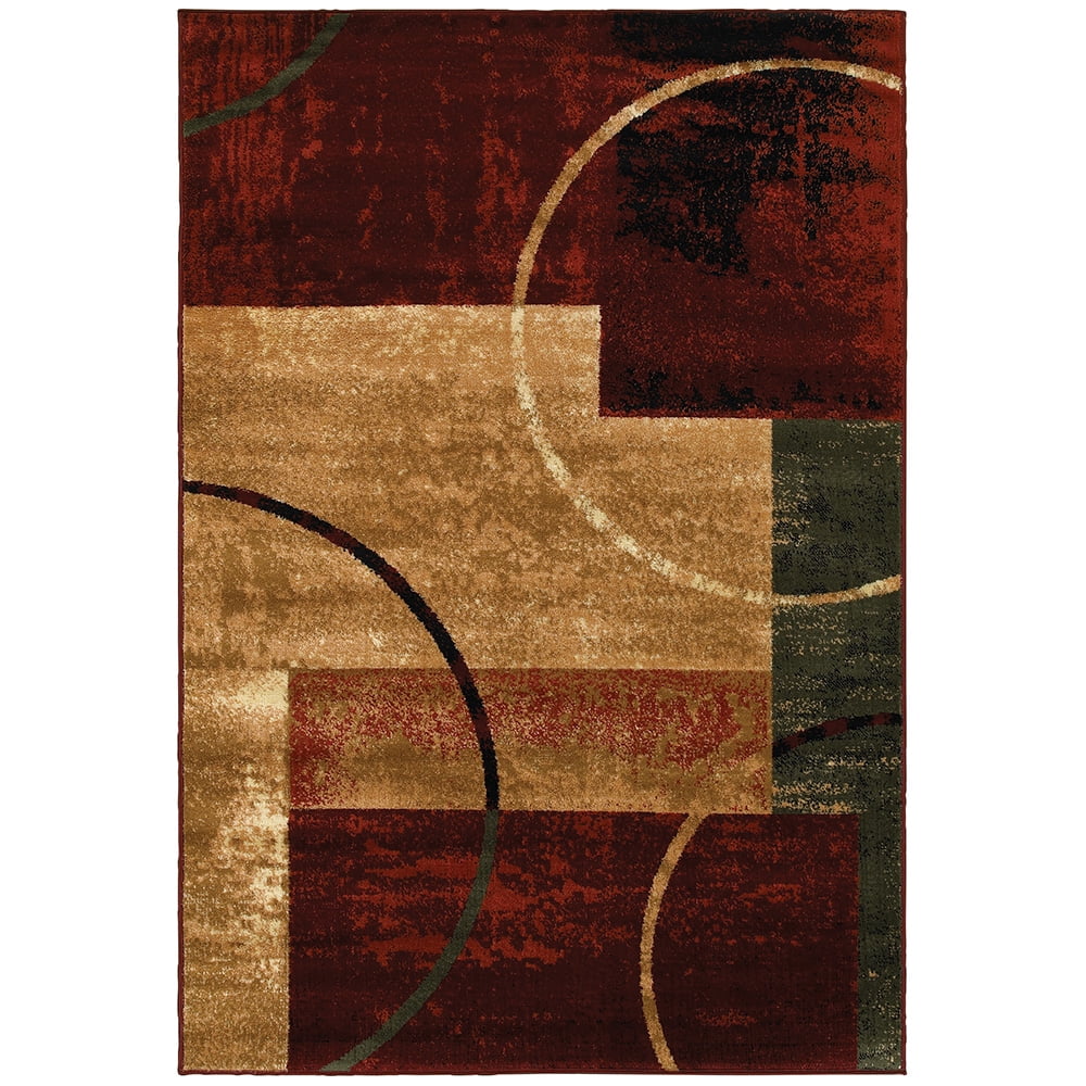 LR Home Grace Geometric Color Blocks Red Indoor Area Rug (5'2" x 7'2")