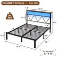 thumbnail image 3 of VanAcc Metal Bed Frame with LED Lights Platform Storage Shelf, Full, Vintage Modern Style, Black, 3 of 9