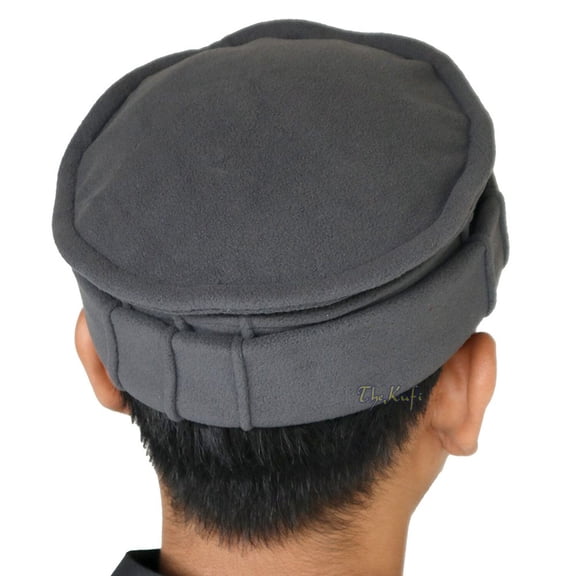 Afghani Hat Slate Blue Stretchable Faux Wool Pakol Mujahidin Soft Kufi