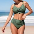 thumbnail image 2 of Women High Waisted Bathing Suit - Ruched Front Bikini Sets Standard Straps Padded Bras Two Piece Swimsuits Beach Vacation, 2 of 5