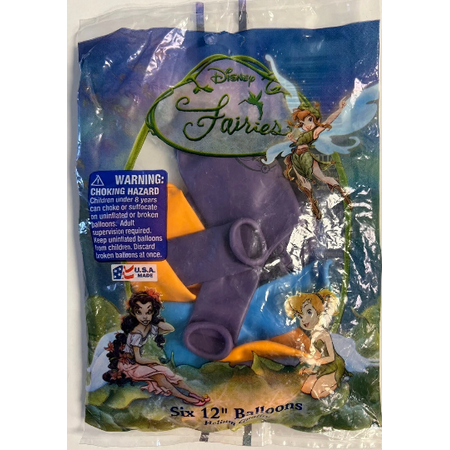 12" TINKER BELL FAIRY Latex Balloon • Party Supplies Decorations Balloon - Pack of 6