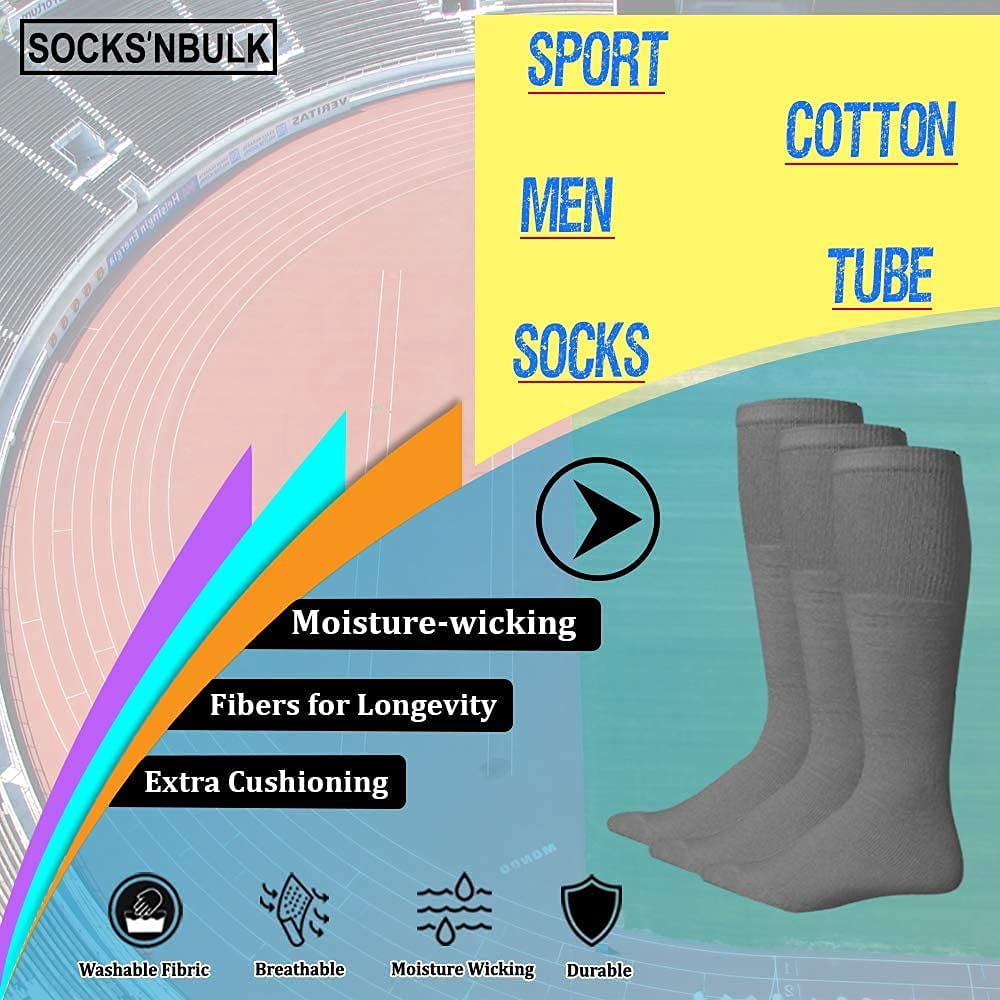 SOCKS'NBULK 60 Pairs Wholesale Bulk Sport Cotton Mens Crew, Ankle Socks, Value Deal, Size 10-13 (MENS GRAY TUBE)