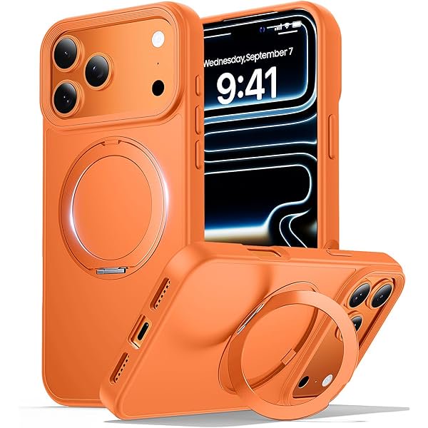 wonima44 for iPhone 17 Pro Max Case with Stand,Fit for MagSafe,Military Drop Protection,Build in Magnetic Kickstand,Slim Phone Case for iPhone 17 Pro Max, 6.9",Matte Orange