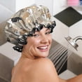 thumbnail image 5 of Shower Caps,Cartoon Corgi and Coffee Waterproof Shower Cap for Women 4 Pieces,Double Reusable Hair Cover for Shower PEVA Elastic Stretch Hem, 5 of 7