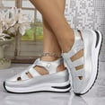 thumbnail image 4 of Dakaela Women's Hollow out Casual Sandals Platform Wedge Walking Shoes Thick Slip on Sneakers Silver 9.5, 4 of 8