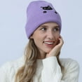 thumbnail image 2 of BAVACE Purple Cat Beanie Hat for Women Men Thick Knitted Cuffed Skull Cap Winter Cute Stuff Accessories Birthday Valentines Day Decoration Gifts Girlfriend Boyfriend Wife Husband Age Ideas, 2 of 6