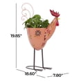 thumbnail image 4 of DecMode 19" x 20" Pink Metal Rooster Planter with Floral Pattern Planter, 4 of 10