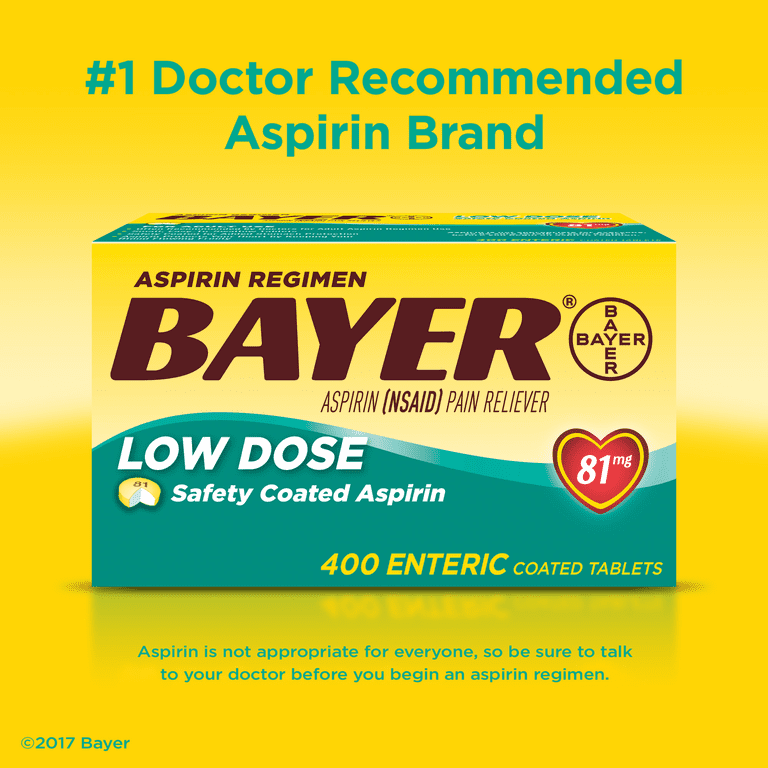 Bayer Low Dose Safety Coated Aspirin, 81 mg, 400 Tablets - Walmart.com