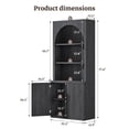 thumbnail image 3 of SICOTAS 77.6" Tall Storage Cabinet with Arched Hutch & Fluted Doors, Modern Bookcase with Adjustable Shelves, Kitchen Pantry Cabinet, Display Cabinet for Living Room, Home Office, Black Grey Alder, 3 of 9