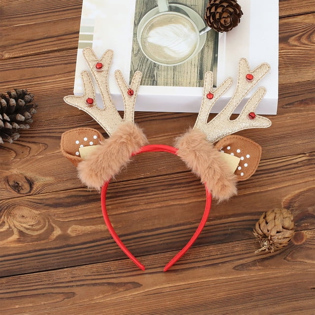 xihome Diadema navideña con cuernos, elstica, accesorio para el cabello para fiestas navideñas, disfraz de reno festivo para adultos y niños, de tela suave.