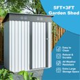 thumbnail image 6 of 5x3 FT Outdoor Storage Shed, Tool Garden Metal Sheds with Sloping Roof & Two Punched Vents &  Lockable Door, All Weather Storage House for Backyard Lawn Garden Patio, Gray, 6 of 7