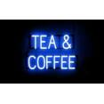 thumbnail image 1 of SpellBrite TEA & COFFEE LED Sign for Business. 22.7" x 15.0" Blue TEA & COFFEE Sign Has Neon Sign Look With Energy Efficient LED Light Source. Visible from 500+ Feet, 8 Animation Settings., 1 of 4
