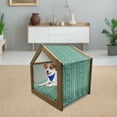 thumbnail image 3 of Chevron Pet House, Vertical Borders with Zigzag Stripes Vintage Geometric Abstract, Outdoor & Indoor Portable Dog Kennel with Pillow and Cover, 5 Sizes, Pale Green Sea Green, by Ambesonne, 3 of 5