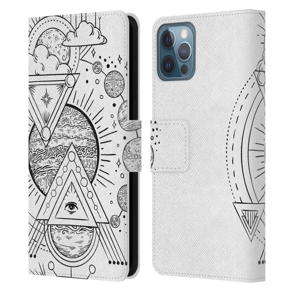 Head Case Designs Officially Licensed Haroulita Magick - Tarot - Mystical Cosmos Leather Book Wallet Case Cover Compatible with Apple iPhone 12 / iPhone 12 Pro