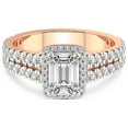 thumbnail image 3 of 1 Carat IGI Certified Emerald Shape Lab Grown Diamond Engagement Ring | 14K Rose Gold |Luna Split Shank Halo Diamond Ring | FG-VS1-VS2 Quality Friendly Diamonds, 3 of 4