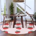 thumbnail image 5 of Strawberry Round Rug 5ft Washable Circle Kitchen Rugs Non Slip Watercolor Red Pink Summer Fruits Large Area Rug Indoor Floor Carpet for Bedroom Living Room Home Office Dining Room Nursery, 5 of 8
