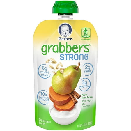 (4 pack) (4 Pack) Gerber Strong Pear Sweet Potato Greek Yogurt, 4 oz