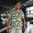 thumbnail image 3 of Wukai Colorful Hawaii Palms Print Men's Short-Sleeved Mesh T-Shirt,Quick-Dry Short Sleeve Workout T-Shirt-Medium, 3 of 8