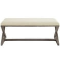 thumbnail image 5 of Industrial Country Cottage Farm Beach House Living Room Lounge Club Lobby Accent Chair Bench, Vintage Style, Fabric Wood, Beige, 5 of 6