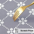 thumbnail image 5 of Round Fitted Tablecloth with Elastic Edge, 100% Waterproof Oil Proof Plastic Table Cover, Vinyl Flannel Backed Tablecloth Fits 36"-44" Round Tables for Dinner, Outdoor, Picnic, White and Grey, 5 of 6