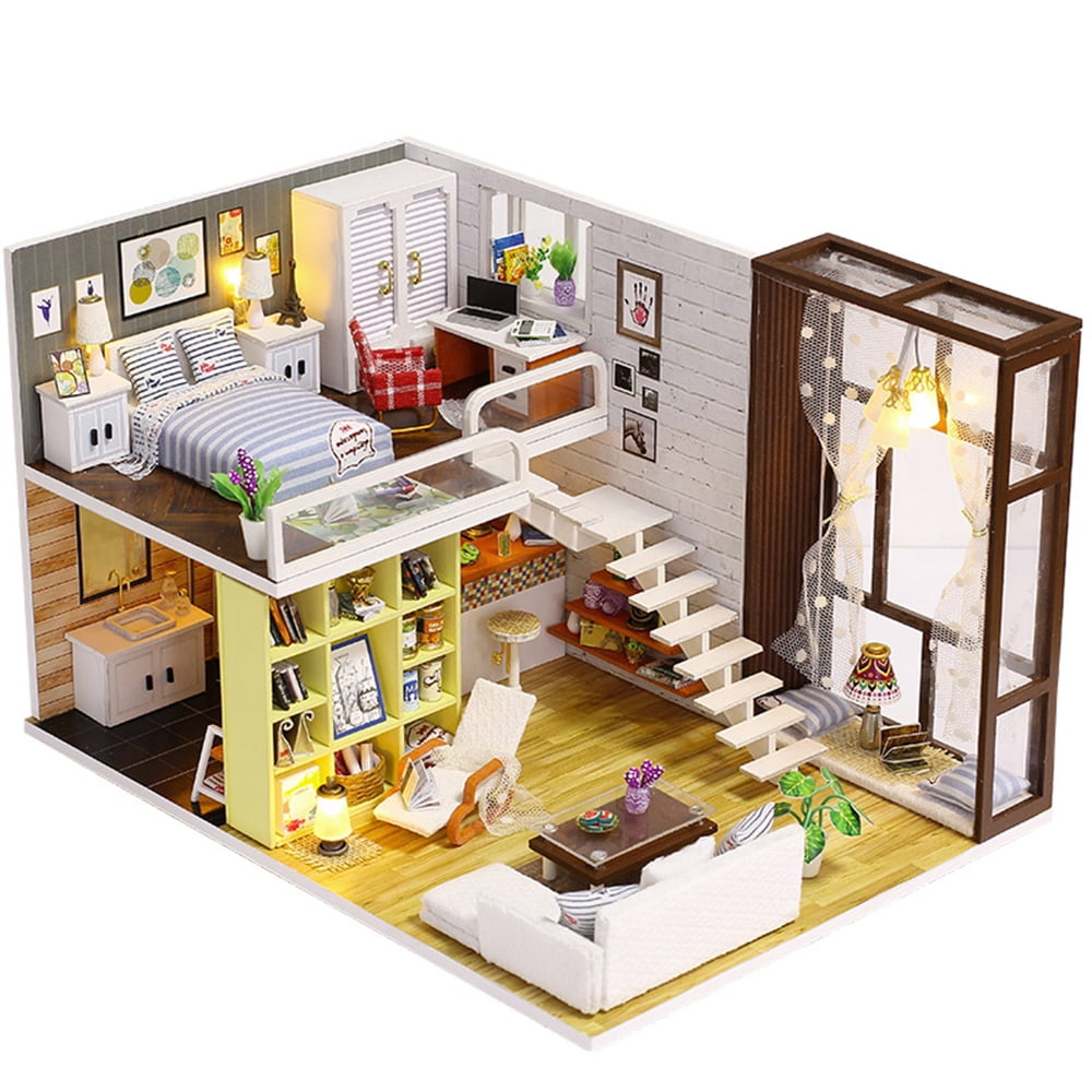 CUTEBEE Dollhouse Miniature with Furniture, DIY Dollhouse Kit Plus 