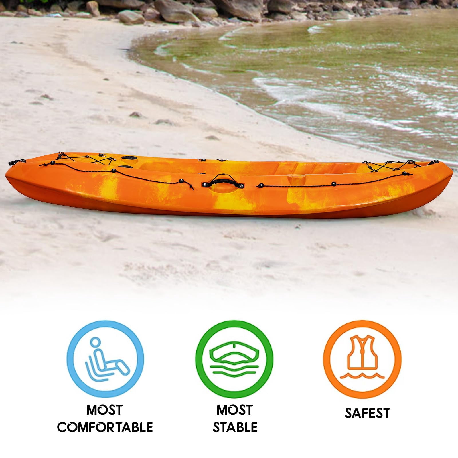 Sit-in Kayak,Recreational Lightweight Kayak with Paddle,Handle & Rod Holders,Weight Capacity,Puncture Resistant,1 & 2 Person Kayak for Adults,9.38 ft