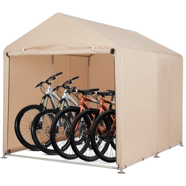 QinaQin Remise de Rangement pour Vélos Imperméable avec Protection UV, Garage Extérieur pour Vélos de 1 à 6