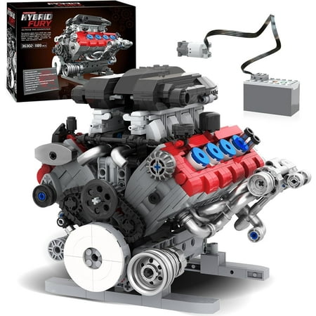 Honchoes V8 Engine Building Set Compatible with Lego Mechanical Engine Model STEM Toy for Adults Boys 1189 Pcs
