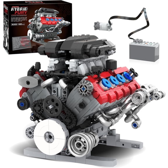 BrixVibe Mini V8 Engine Building Blocks Set Compatible with Lego Motor Model Kit for Adults 1189pcs