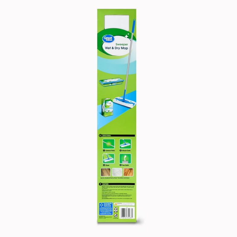 Great Value Wet and Dry Mop Sweeper Kit with 1 Mop, 10 Refills